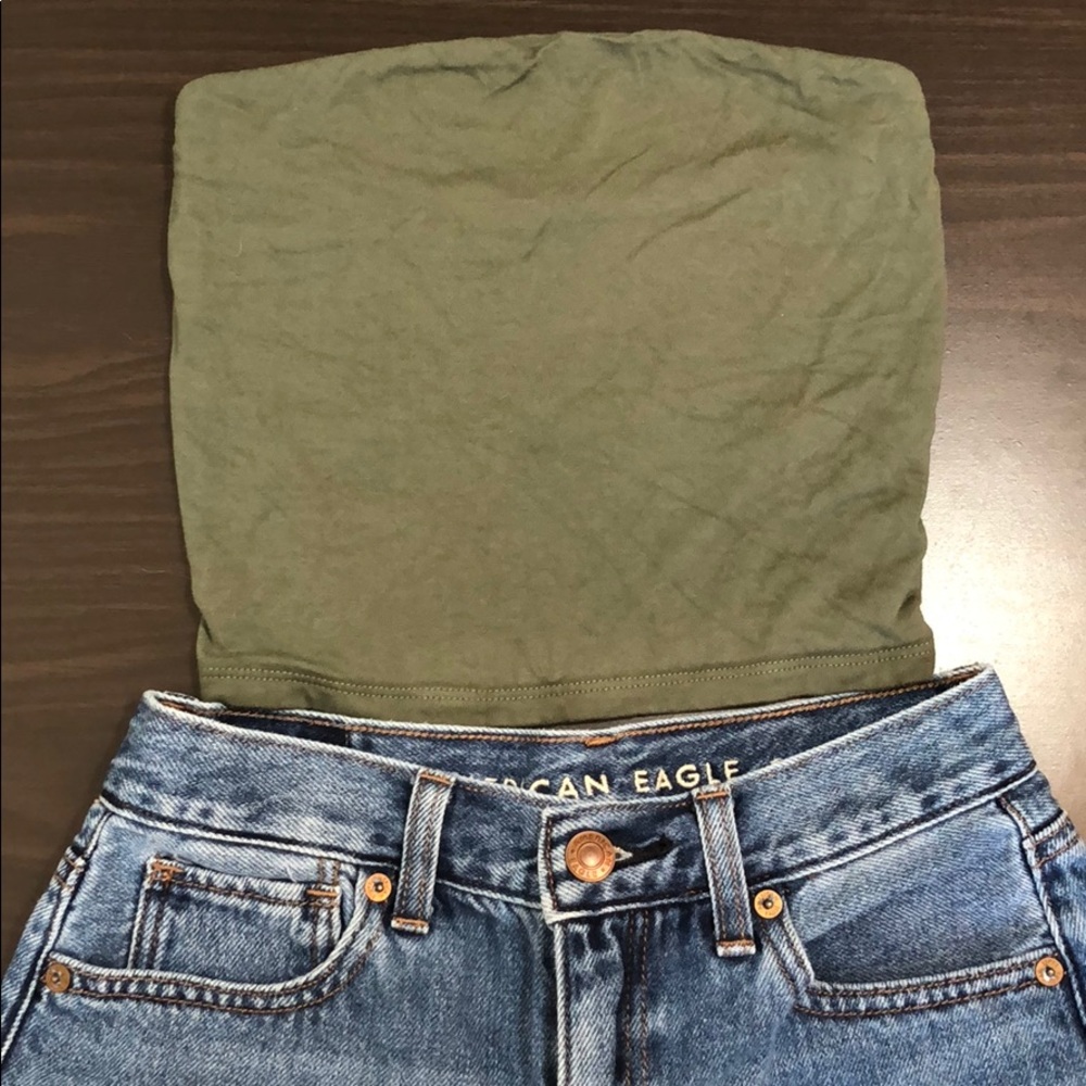 American Eagle Dark Olive Tube Top XS